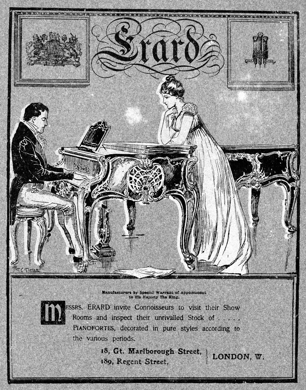 Annonce for Erard klaverer, 1901 af Unbekannt