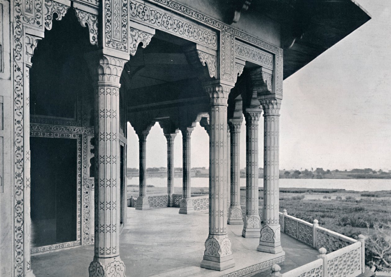 Agra. Balkon på Jasmintårnet, c1910. af Unbekannt