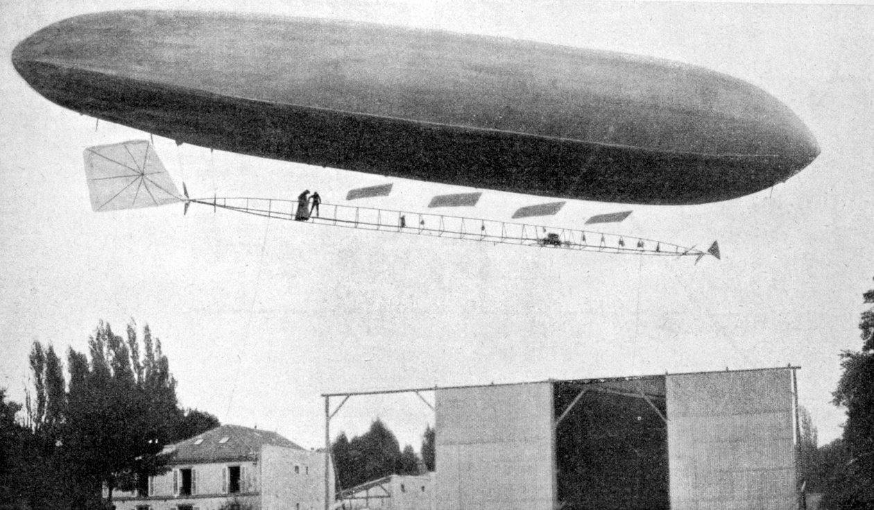 Alberto Santos-Dumont fløj med sit luftskib nummer 10, 1903 af Unbekannt