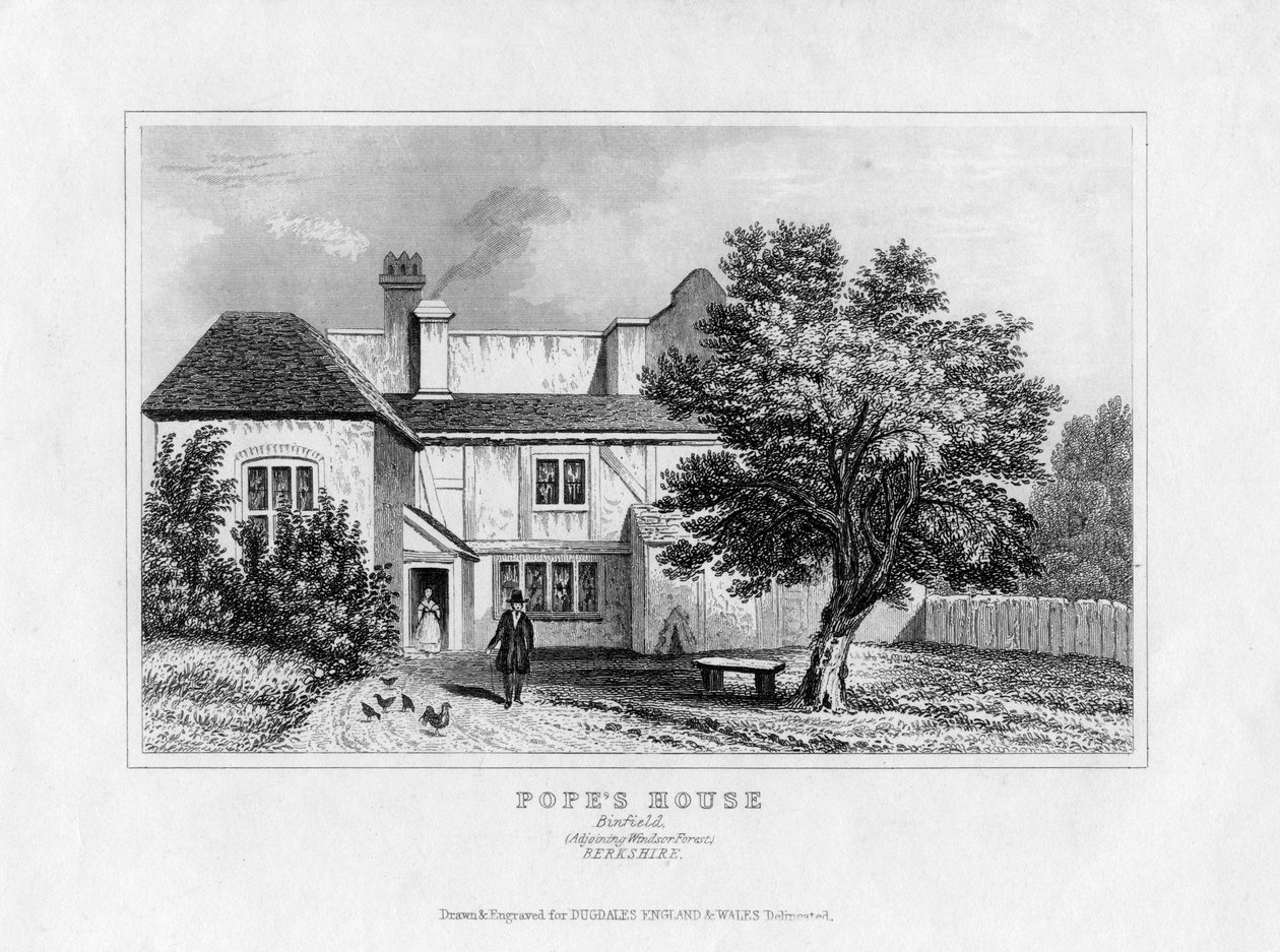 Alexander Popes House, Binfield, Berkshire, midten af det 19. århundrede af Unbekannt