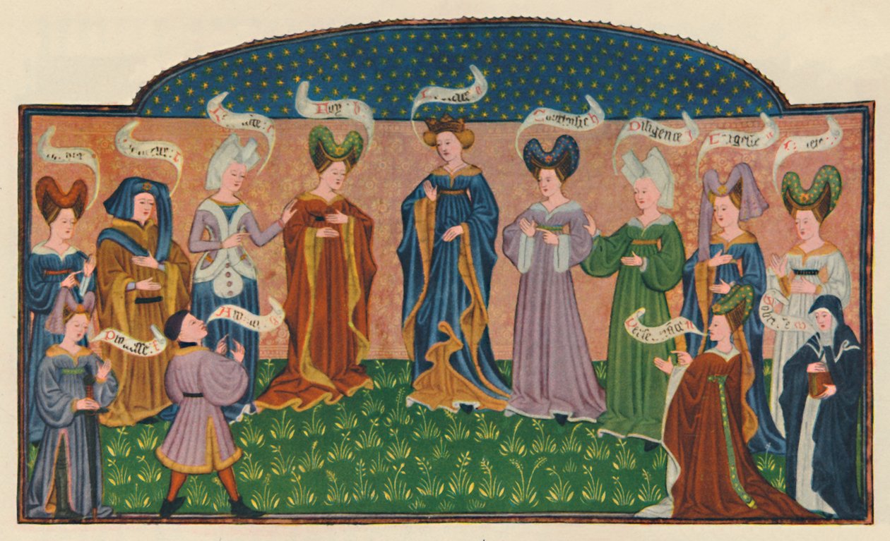 Allegoriske figurer i hofdragt, 1445, 1948. af Unbekannt