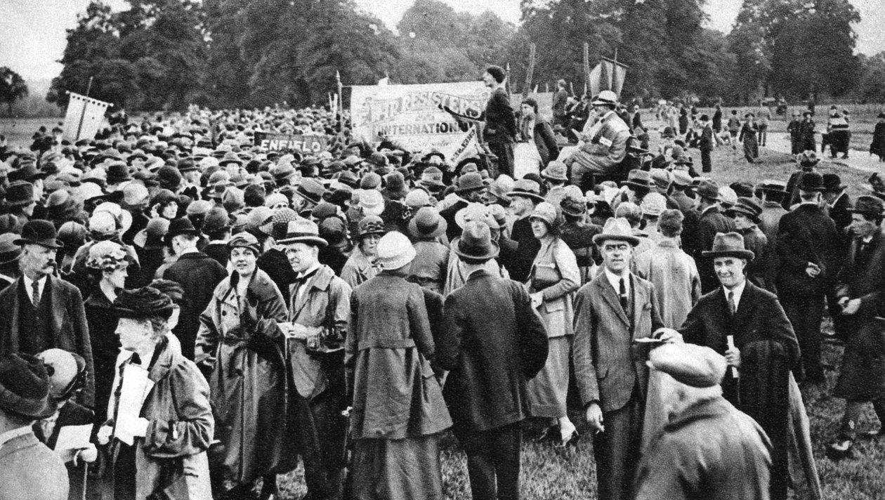 Et antikrigsmøde, Hyde Park, London, 1926-1927 af Unbekannt