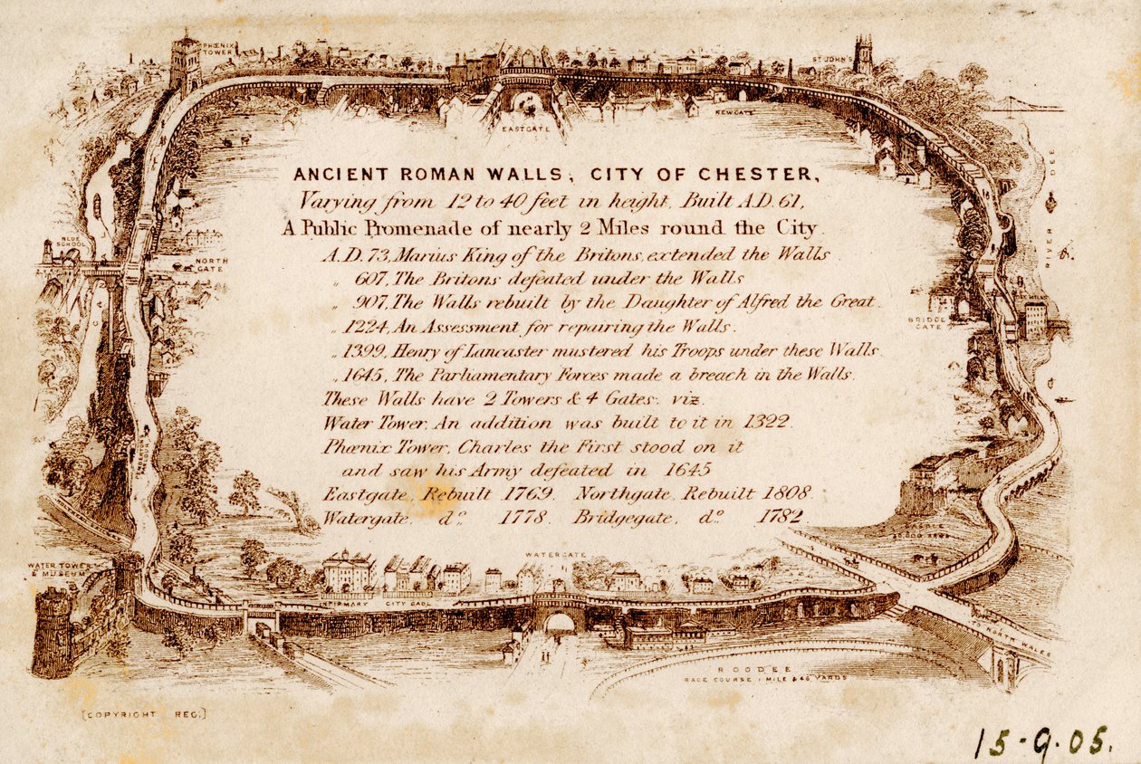 Gamle romerske mure, by Chester, 1905 af Unbekannt