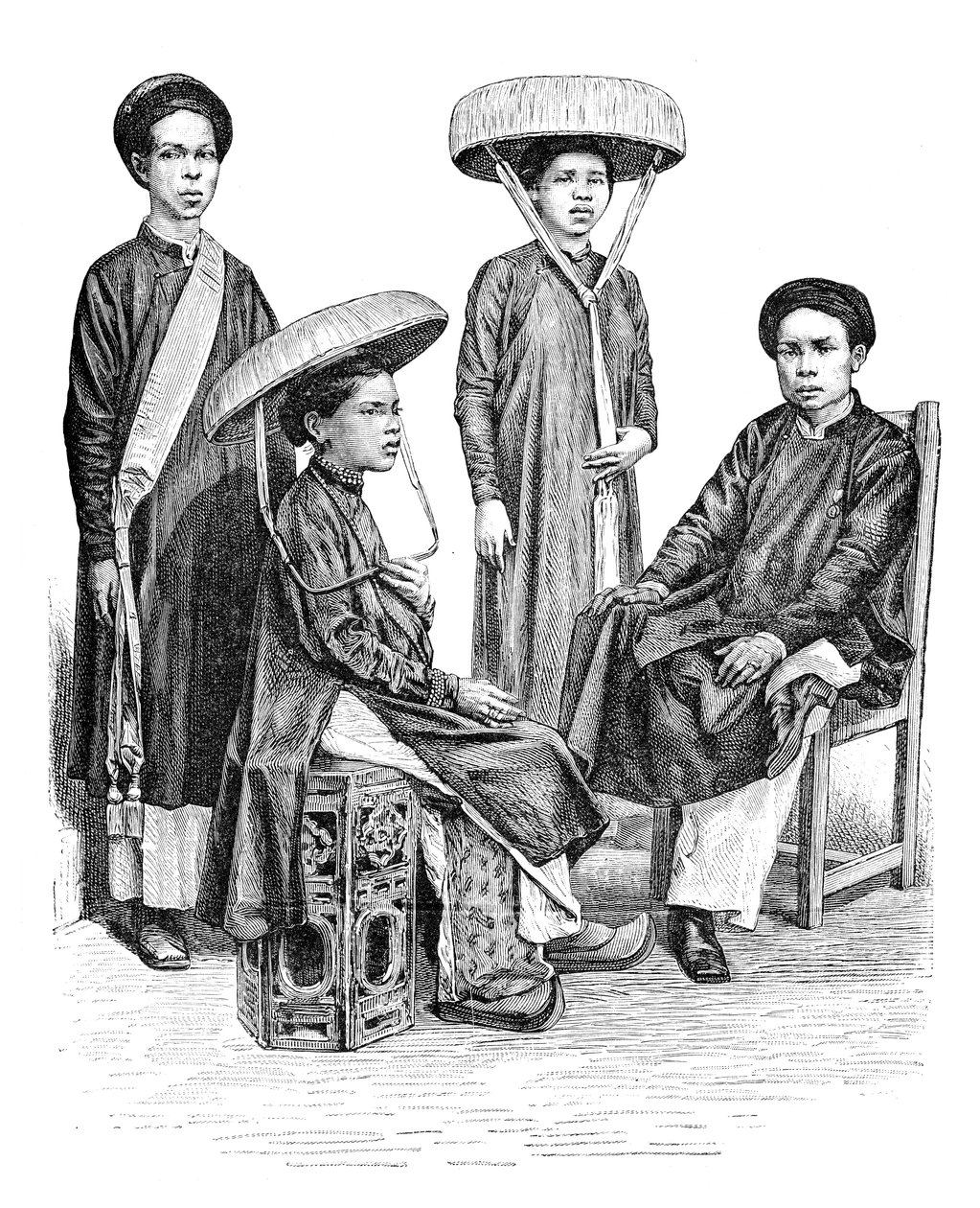Annamesiske høvdinge og kvinder, Vietnam, 1895 af Unbekannt