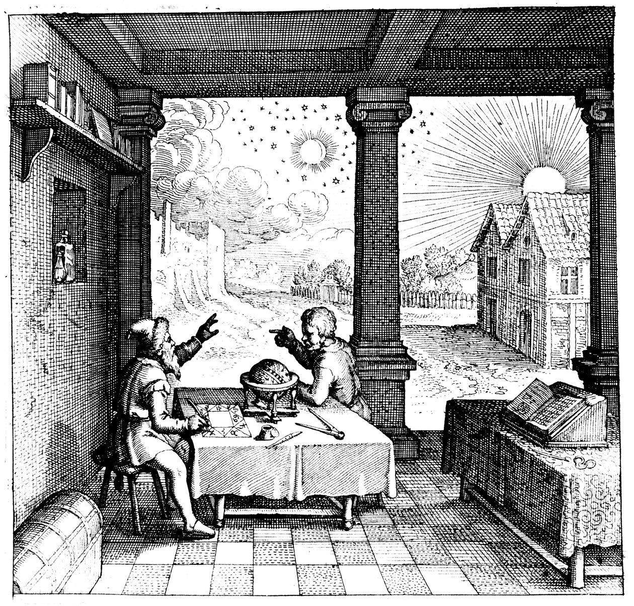 Astrologer forbereder et horoskop, 1617-1619 af Unbekannt
