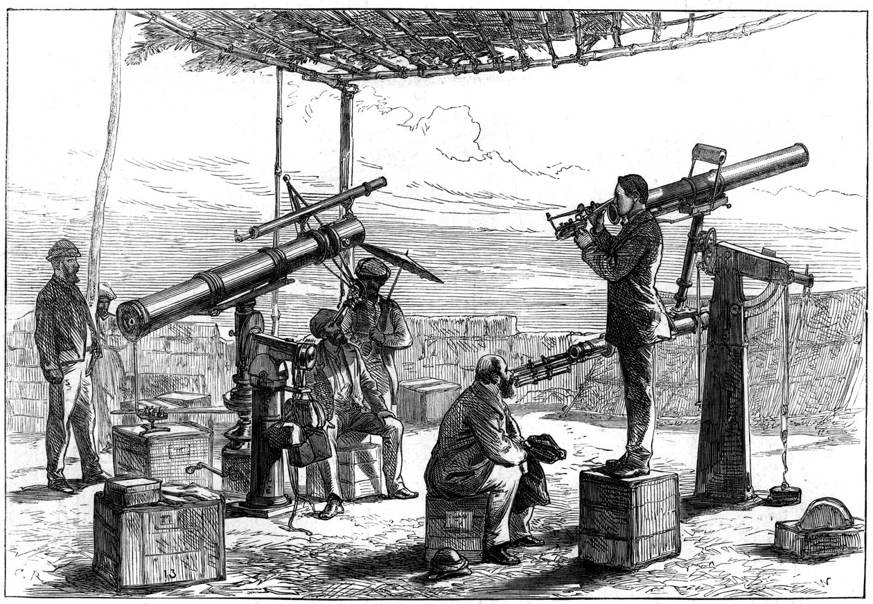 Astronomer venter på en formørkelse, Indien, 1872 af Unbekannt
