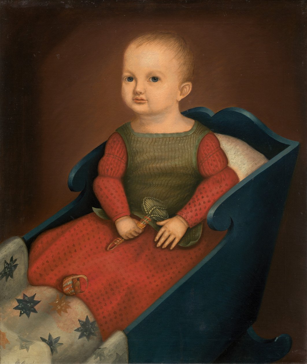Baby i blå vugge, ca. 1840. af Unbekannt