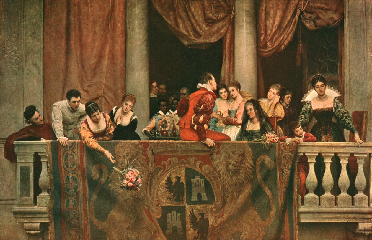 Balkonscene ved karnevallet, 1879-1879, c1902. af Unbekannt