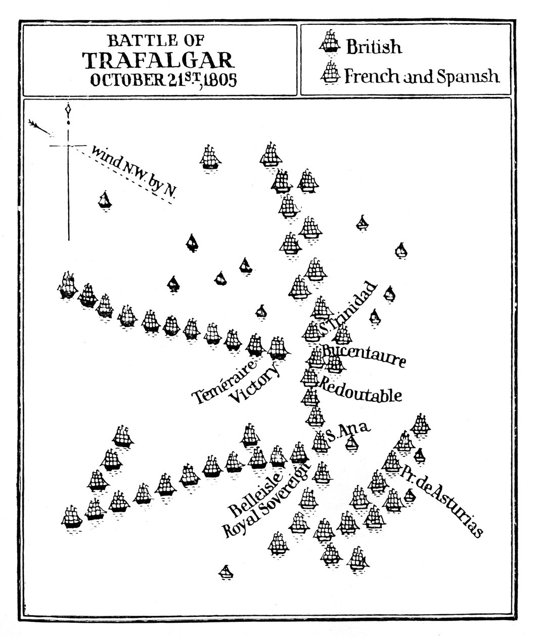 Slaget ved Trafalgar, 1805 af Unbekannt