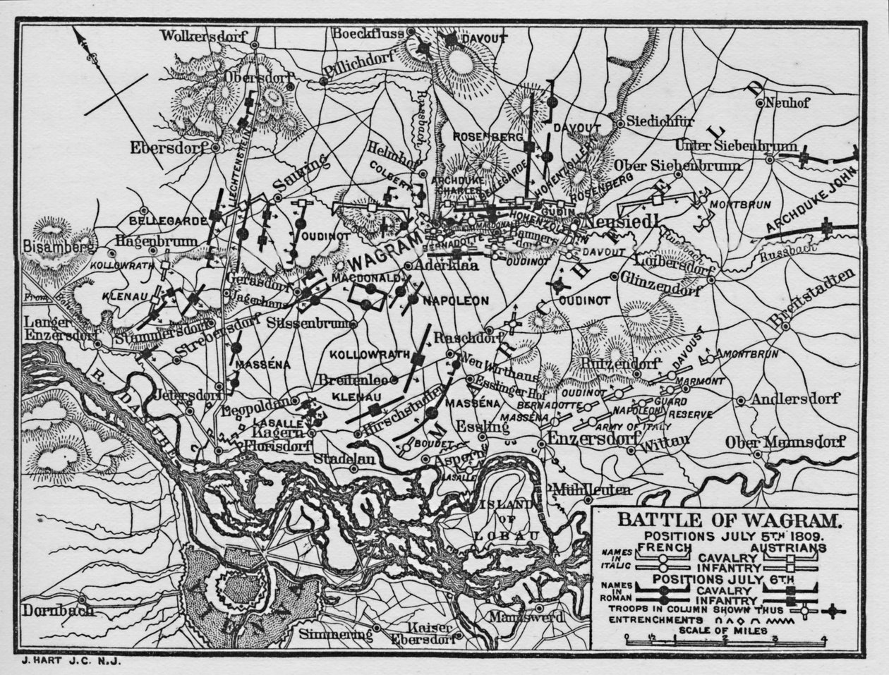 Slaget ved Wagram, stillinger 5. juli 1809, 1896. af Unbekannt