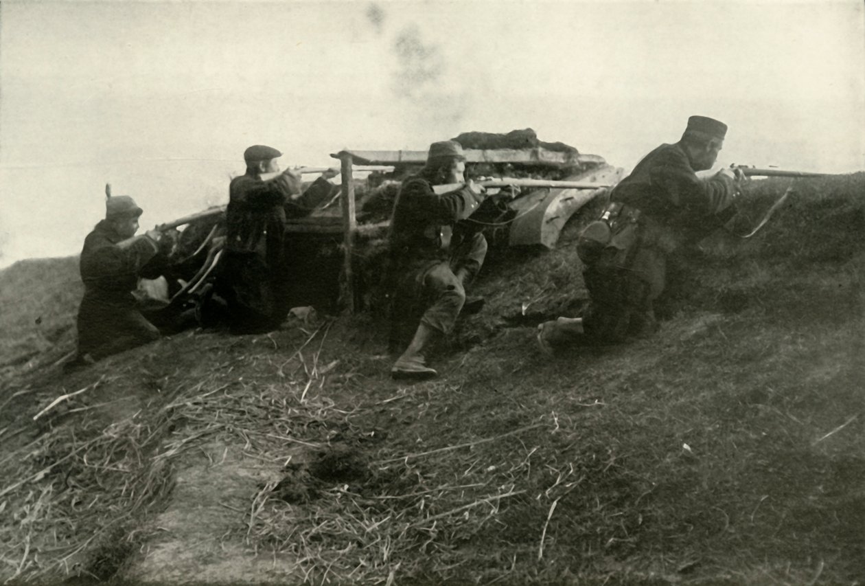 Belgiere holder floden ved Termonde, 1919. af Unbekannt