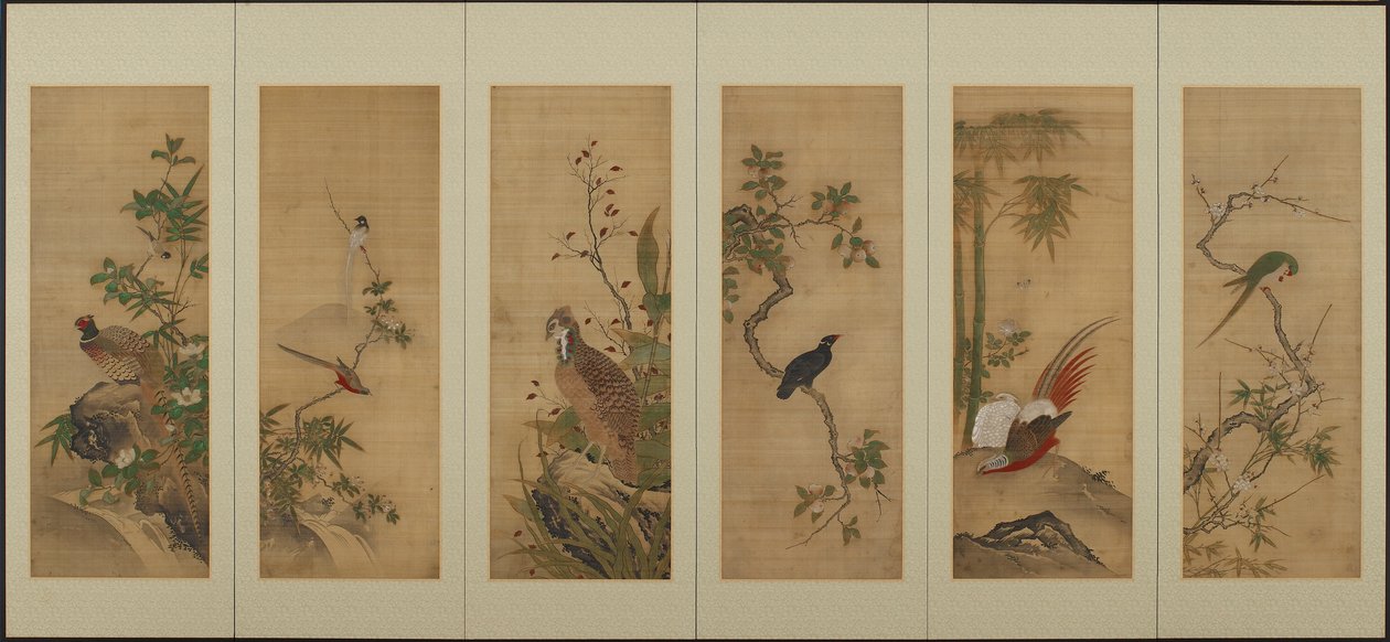 Fugle og blomster, Edo-perioden, 1700-tallet. af Unbekannt