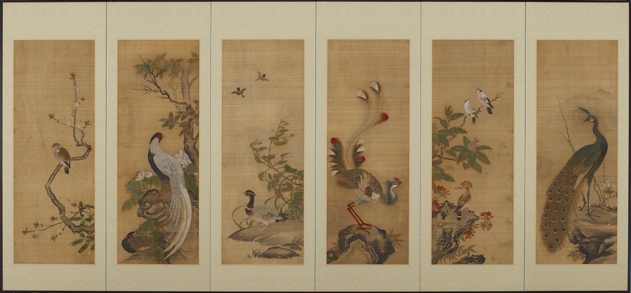 Fugle og blomster, Edo-perioden, 1700-tallet. af Unbekannt