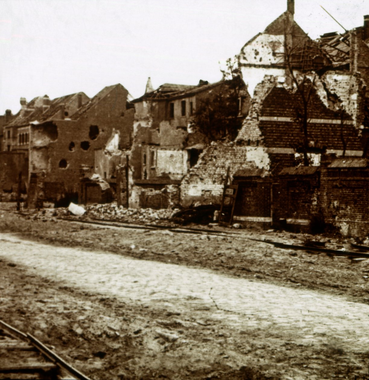 Udbombede bygninger, Nieuwpoort, Flandern, Belgien, c1914-c1918 af Unbekannt