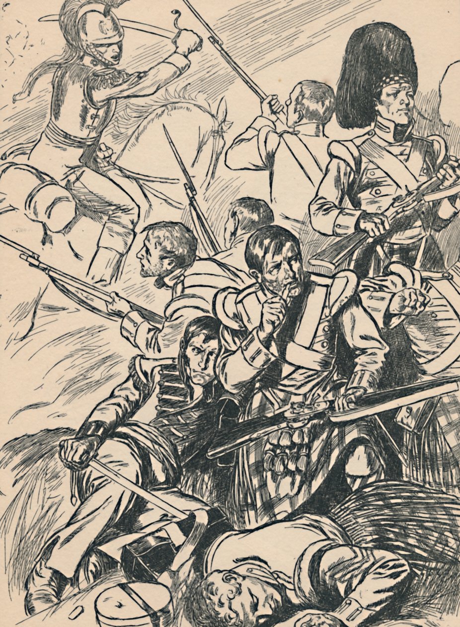Britiske soldater i slaget ved Waterloo, c1907 af Unbekannt
