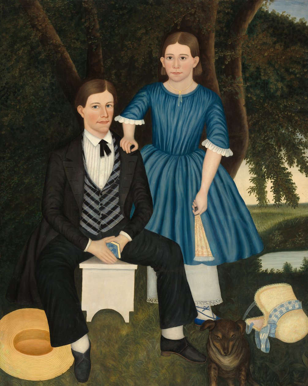 Bror og søster, ca. 1845. af Unbekannt