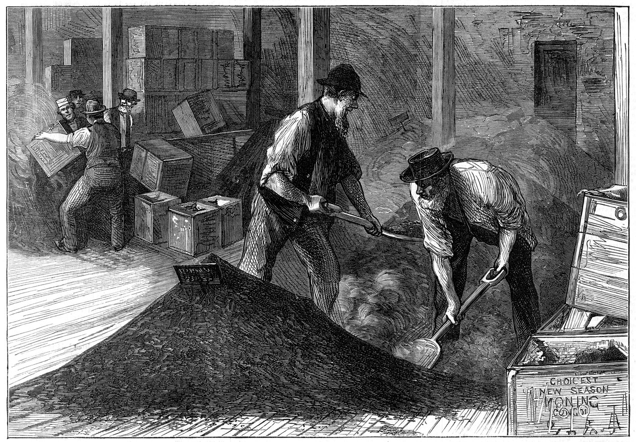 Bulking te på et telager, 1874 af Unbekannt