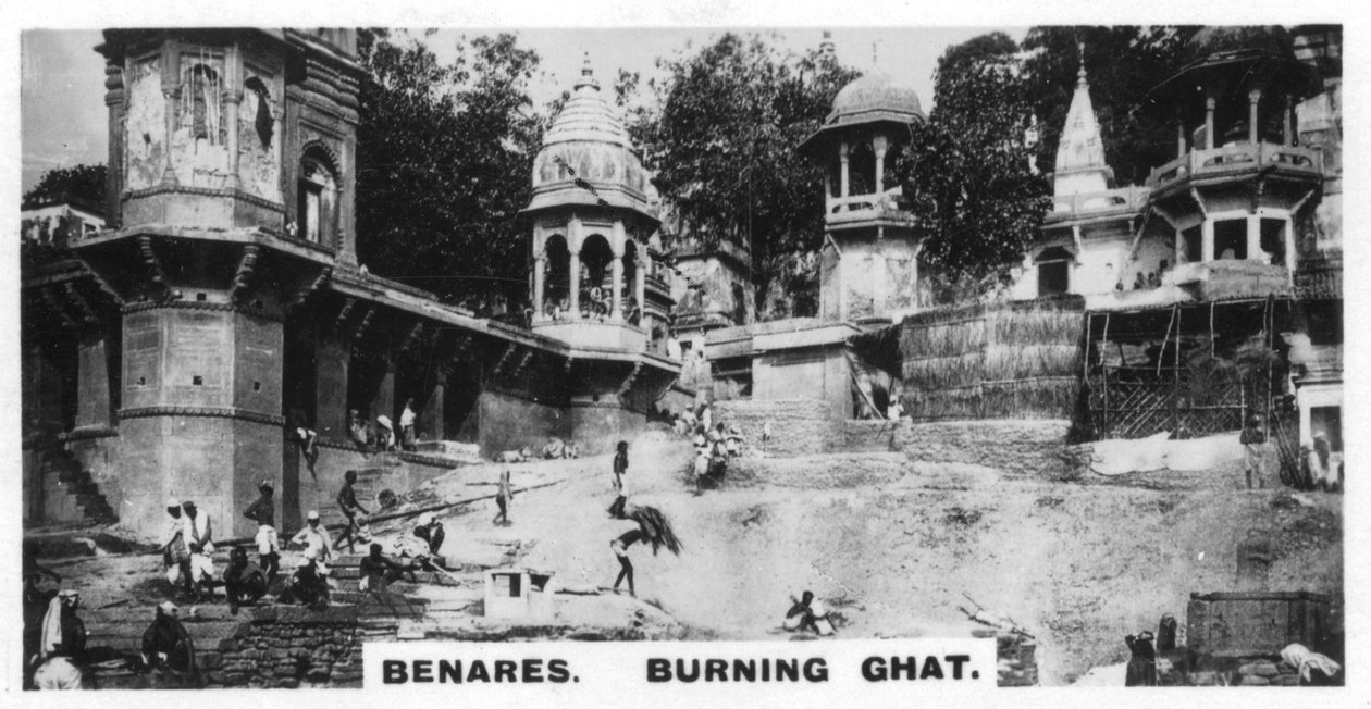 Burning Ghat, Benares, Indien, c1925 af Unbekannt