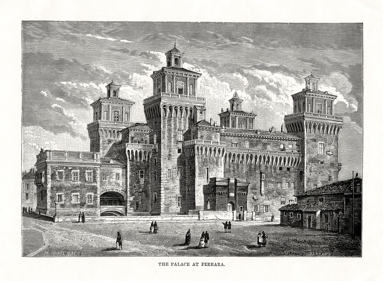 Estense Castle, Ferrara, Italien, 1879 af Unbekannt