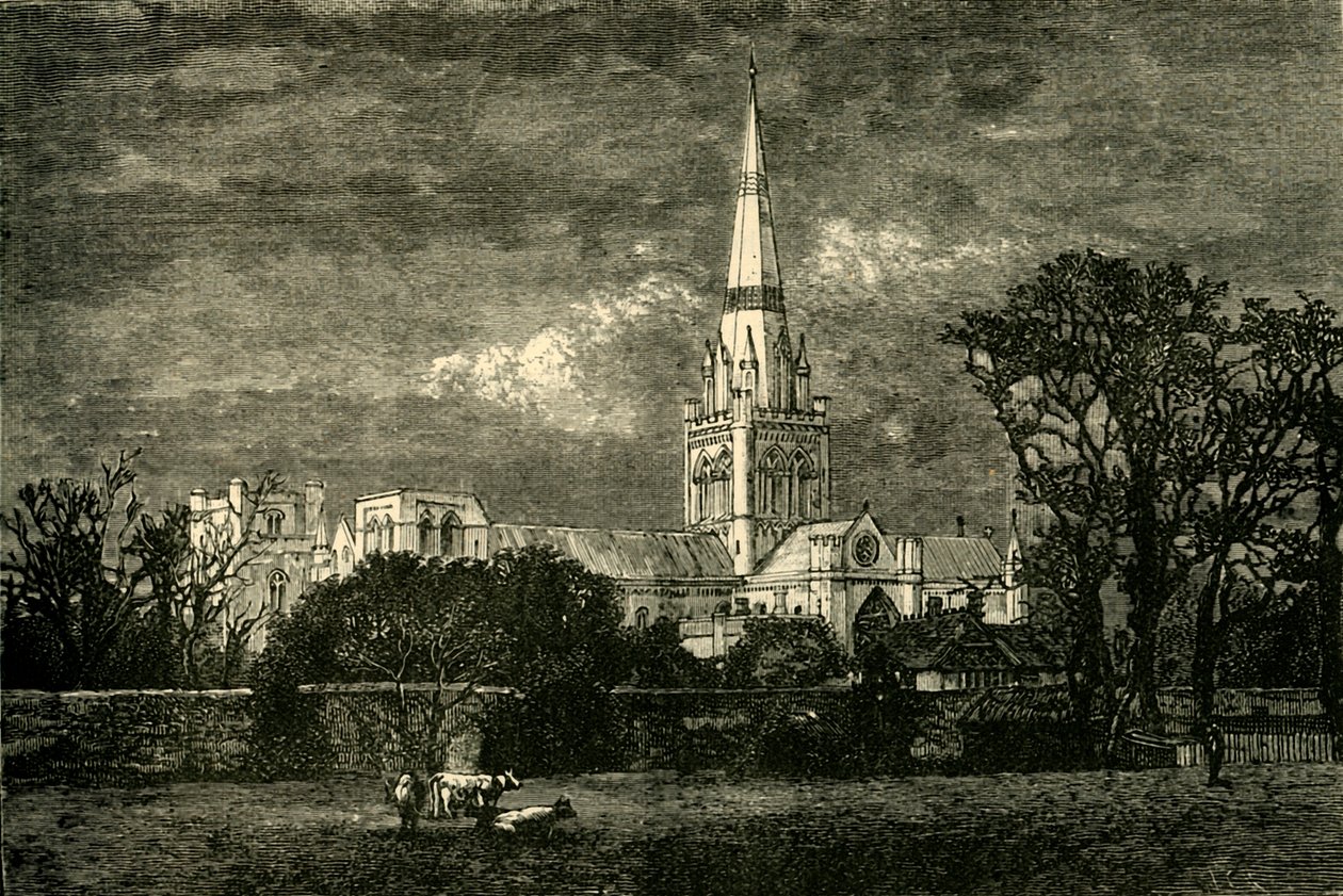 Chichester Cathedral, fra syd, 1898. af Unbekannt