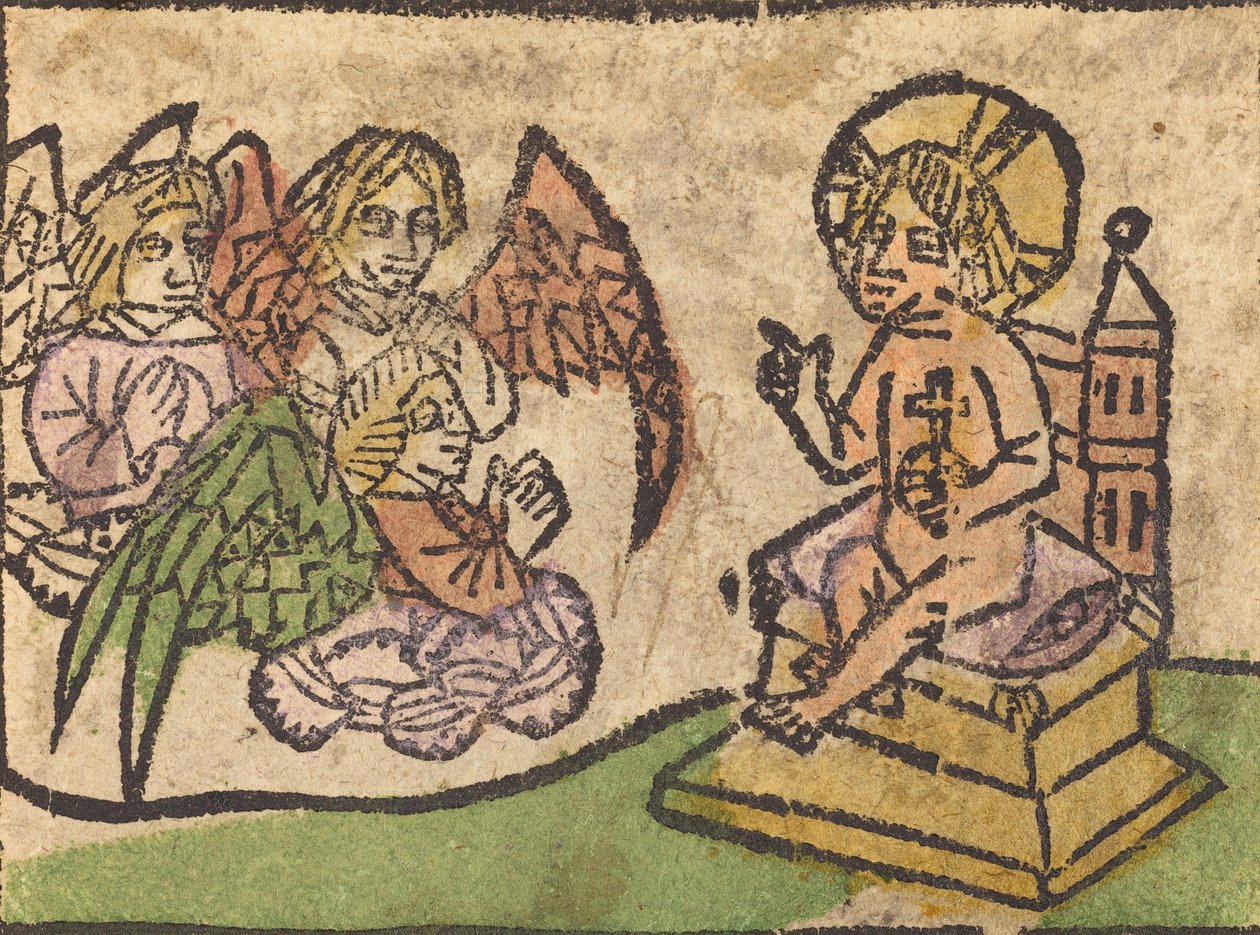 Kristusbarn med tre engle, ca. 14601470. af Unbekannt