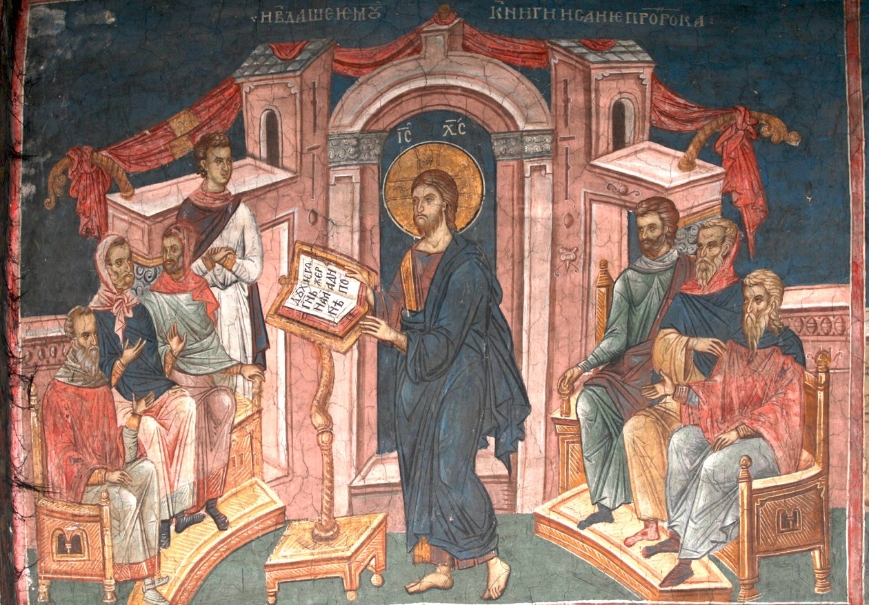 Kristus i synagogen i Nazareth, ca 1350 af Unbekannt