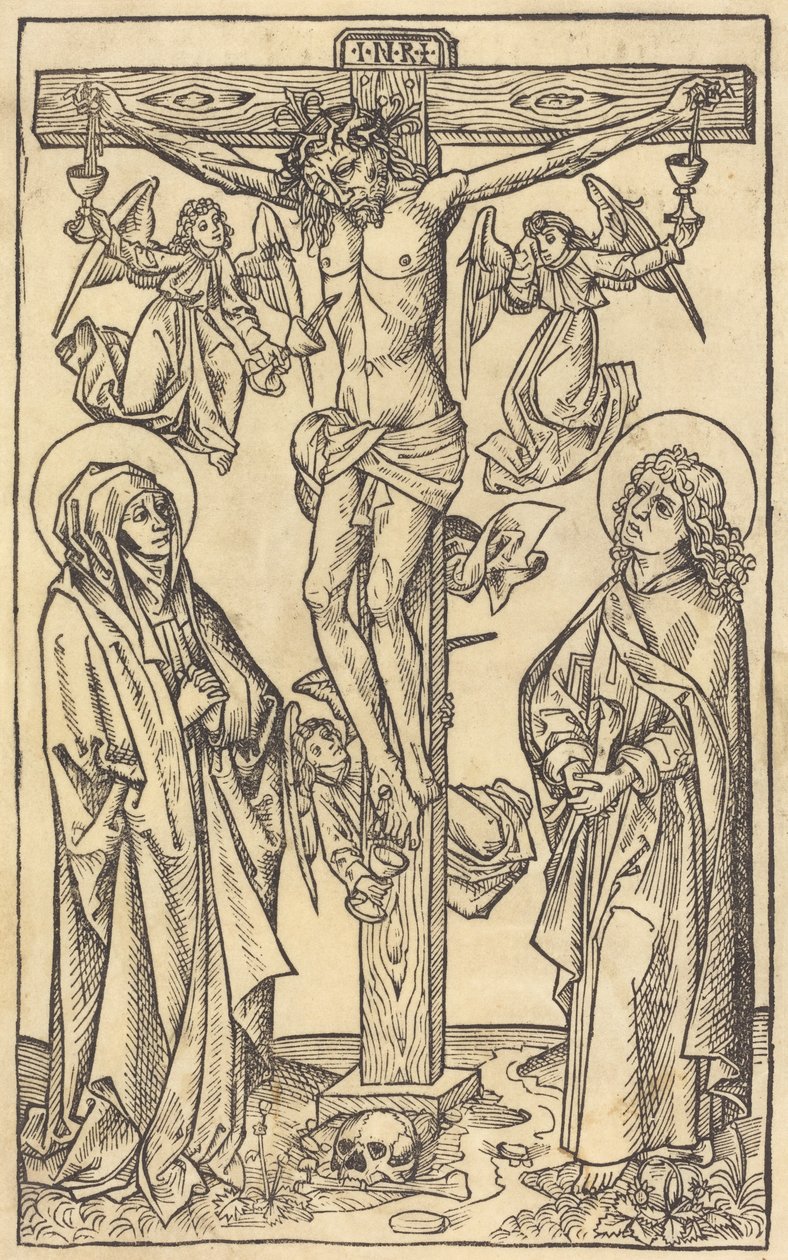 Kristus på korset med engle, ca. 1490. af Unbekannt