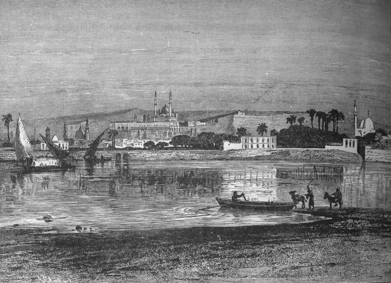 Citadel i Kairo, fra Nilen, c1882 af Unbekannt