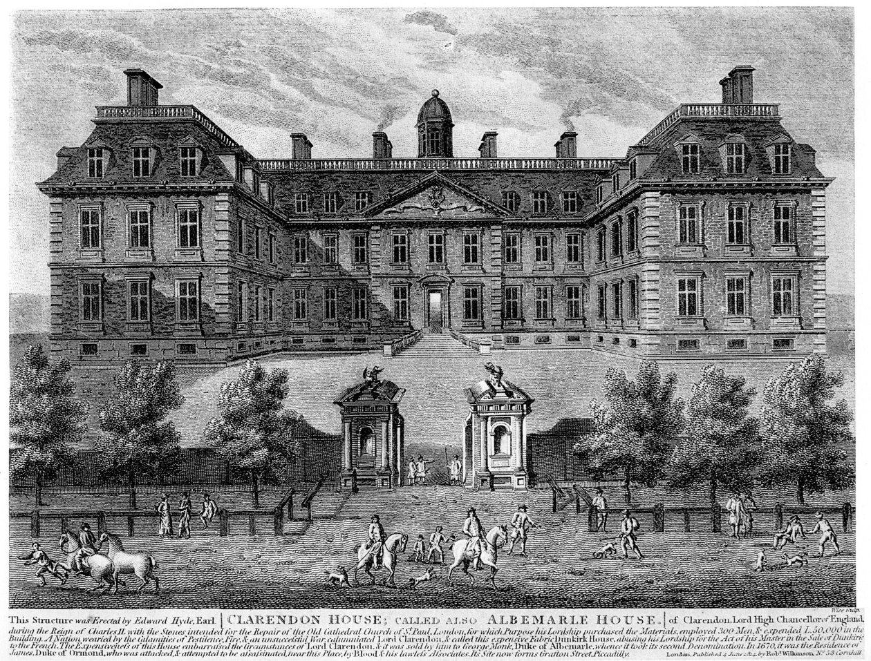 Clarendon House, Piccadilly, 1600-tallet, 1908 af Unbekannt