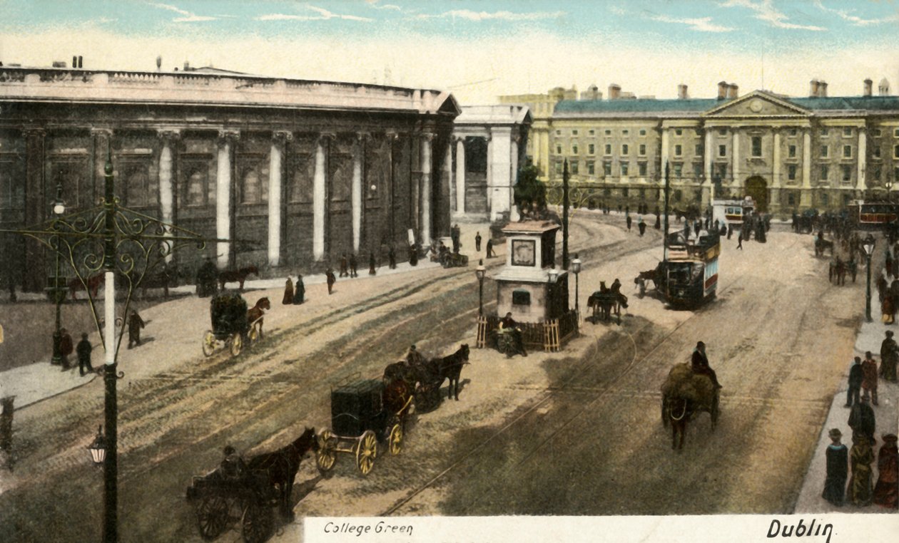 College Green - Dublin, slutningen af det 19.-begyndelsen af det 20. århundrede. af Unbekannt