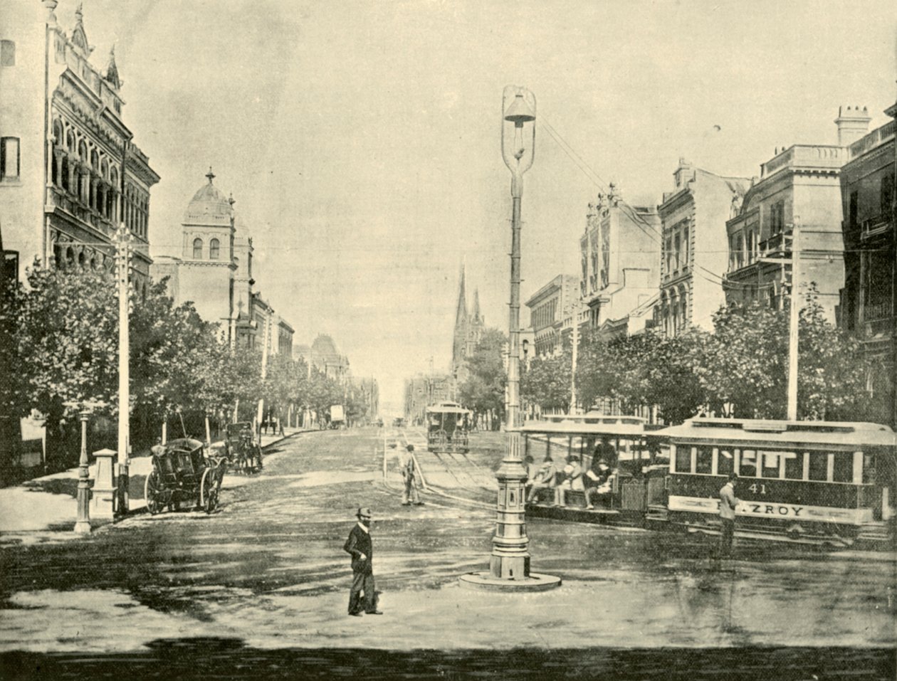 Collins Street, Melbourne, fra Treasury Buildings, 1901. af Unbekannt