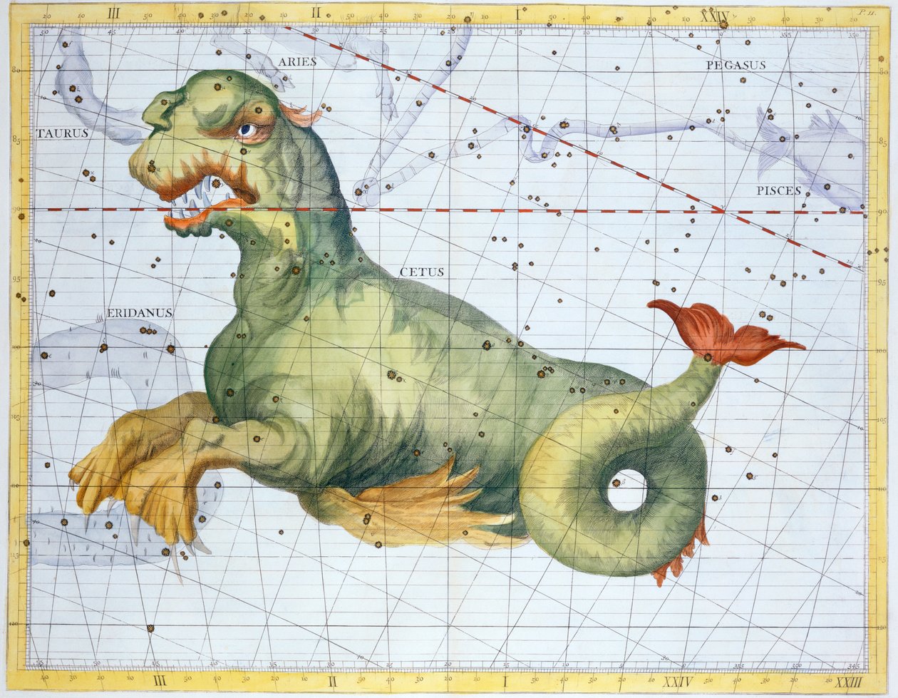 Stjernebilledet af hvalen Cetus, 1729 af Unbekannt