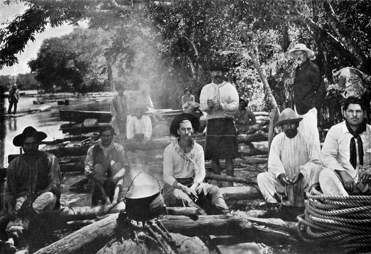 Madlavning på en tømmerflåde, Paraguay, 1911 af Unbekannt