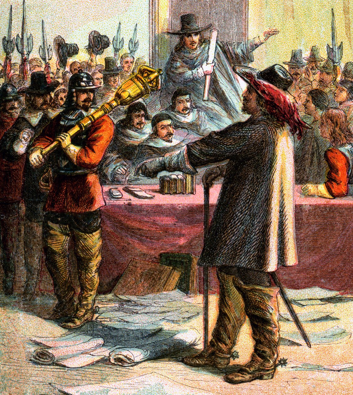 Cromwell Turns Out Parliament, 1600-tallet, c1850 af Unbekannt