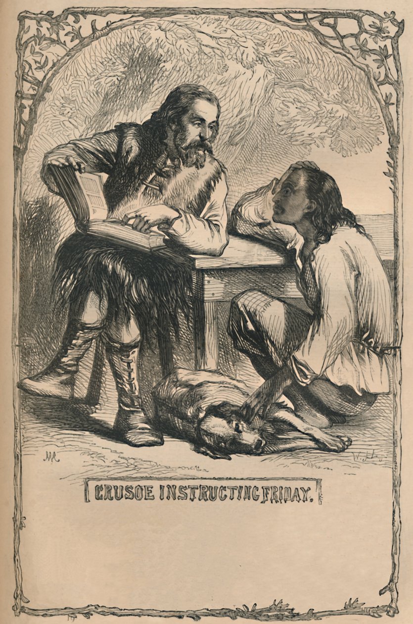 Crusoe Instructing Friday, c1870 af Unbekannt