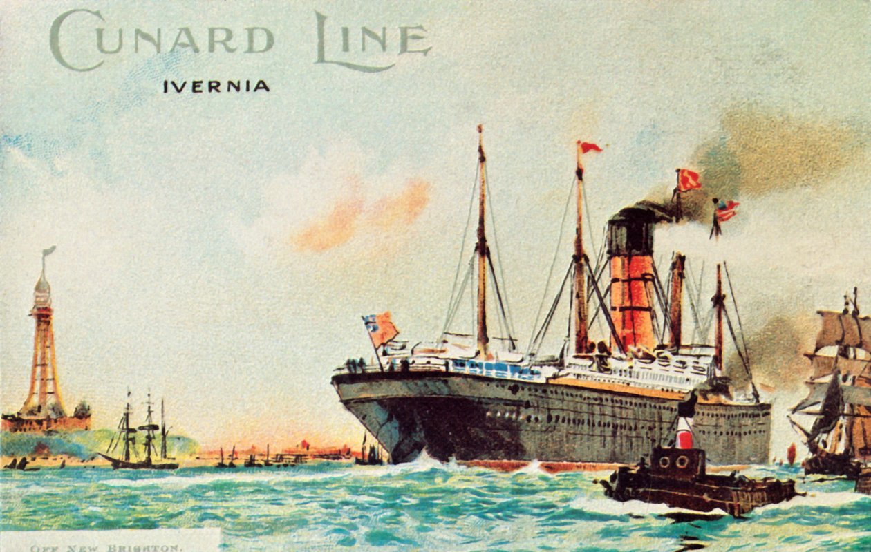Cunard Line - Ivernia, ud for New Brighton, c1910. af Unbekannt