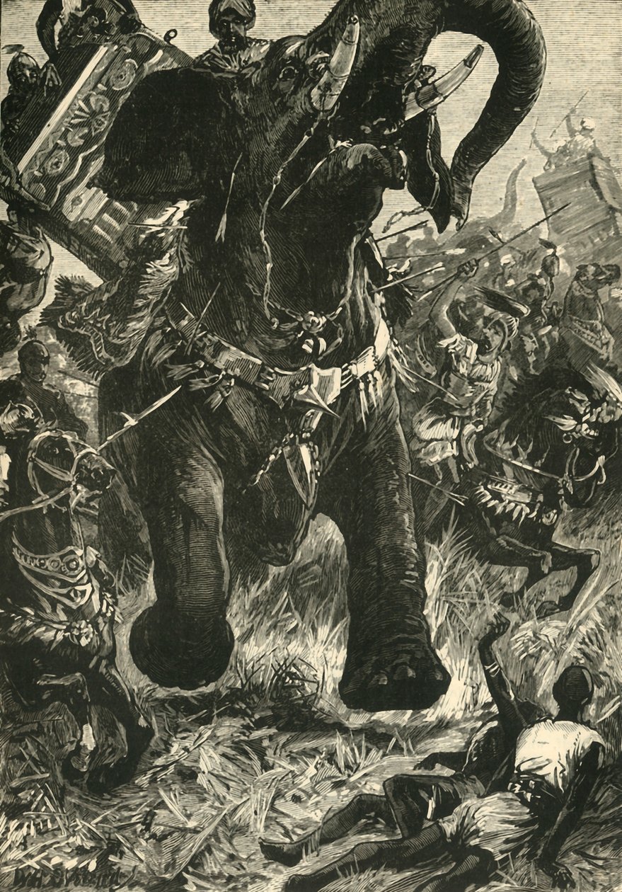 Nederlag af Porus af makedonerne, 1890. af Unbekannt