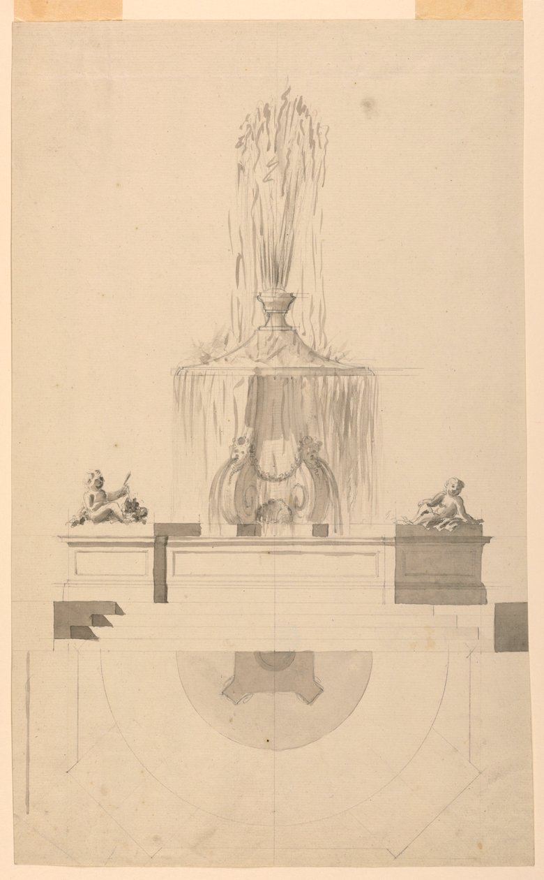 Tegning, springvand, 1775 af Unbekannt