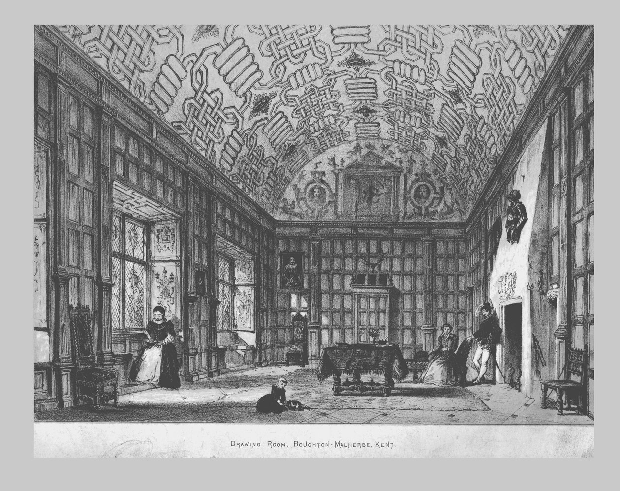Drawing Room, Boughton-Malherbe, Kent., midten af det 19. århundrede af Unbekannt