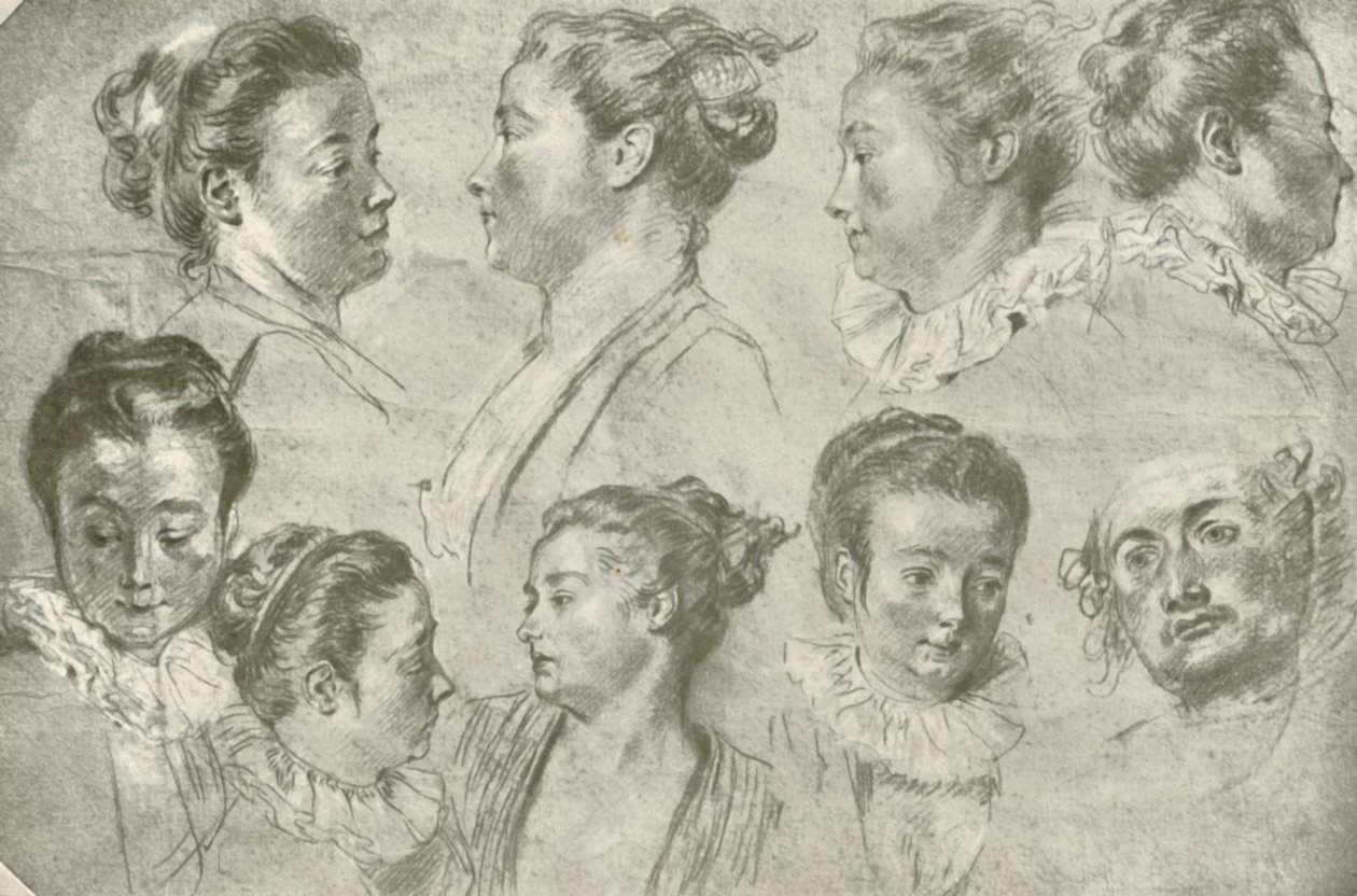 Tegning i tre kridter, begyndelsen af det 18. århundrede, 1908. af Unbekannt