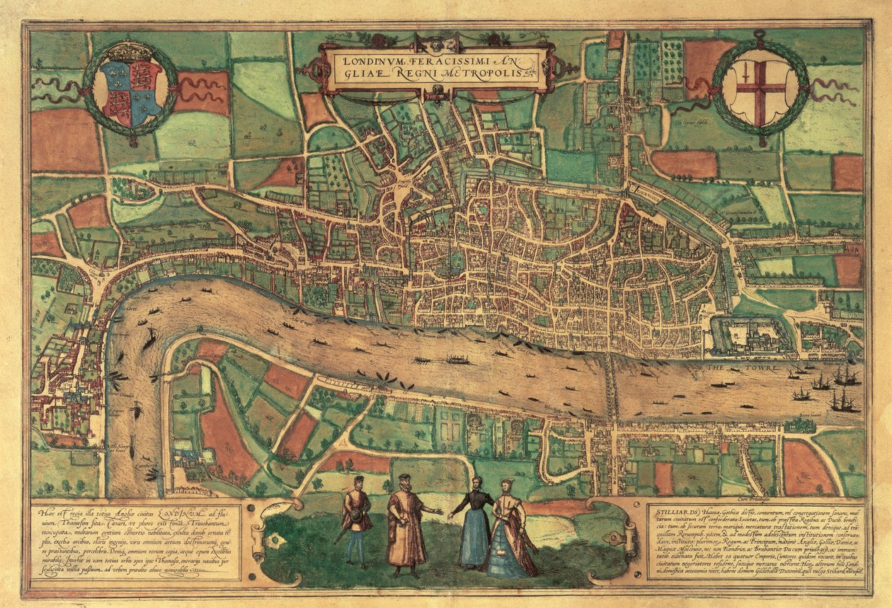 Tidligste trykte kort over London, 1574 af Unbekannt