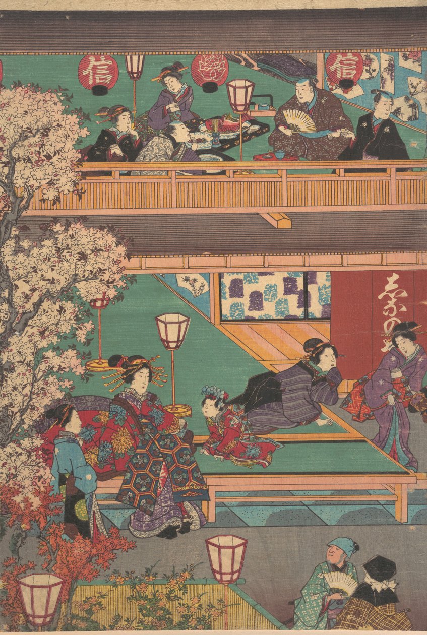 Tidlig aften i Yoshiwara Inn, 1800-tallet. af Unbekannt