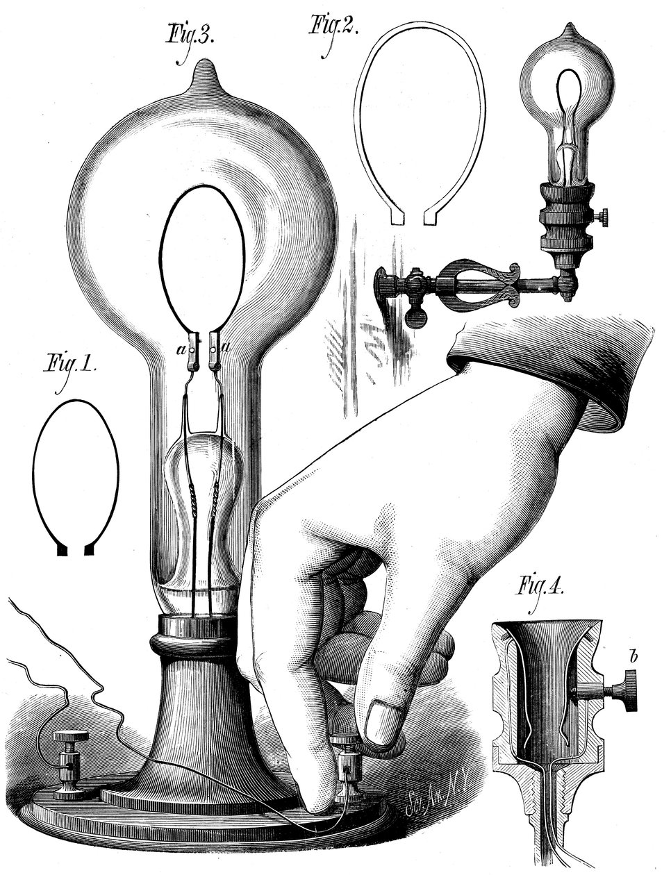 Edisons kultrådslampe, 1880 af Unbekannt