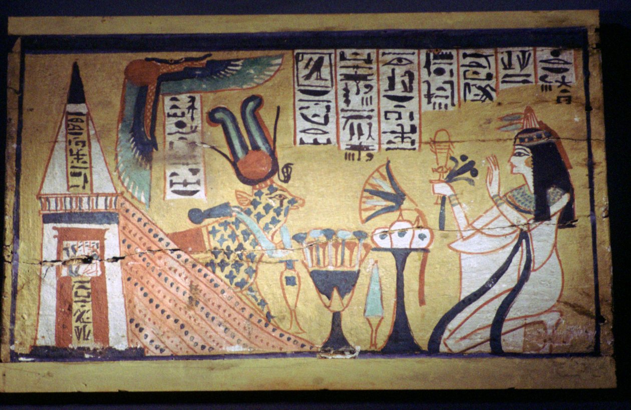 Egyptisk maleri på en shabti-kasse af træ af Unbekannt