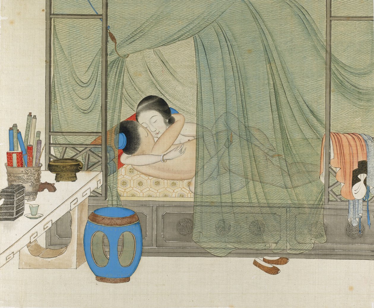 Erotisk scene, 1800-tallet af Unbekannt