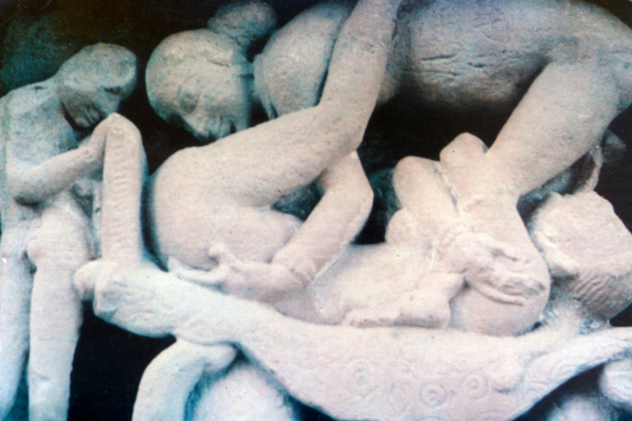 Erotisk skulptur, Khajuraho, Indien. c950-1050. 20. århundrede af Unbekannt