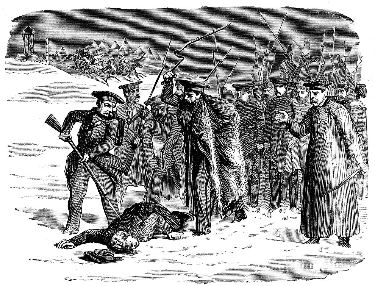 Forvist russisk fange under disciplinering, 1874 af Unbekannt