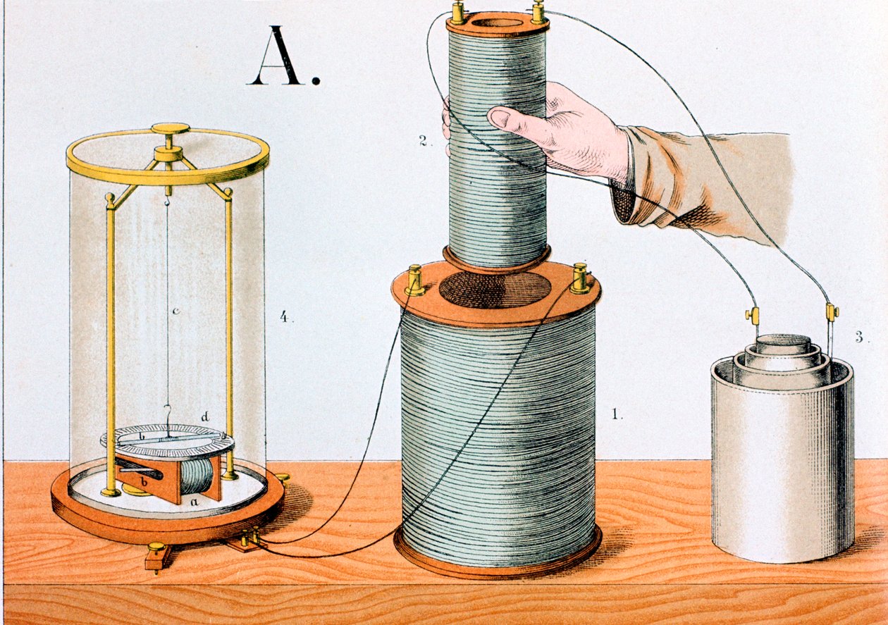Faradays elektromagnetiske induktionseksperiment, 1882 af Unbekannt