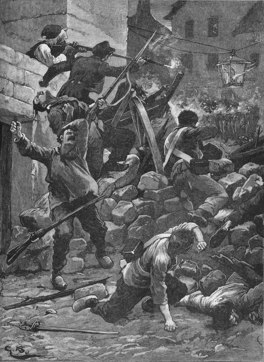 Kamp ved barrikaderne i Paris, 1848 1906 af Unbekannt