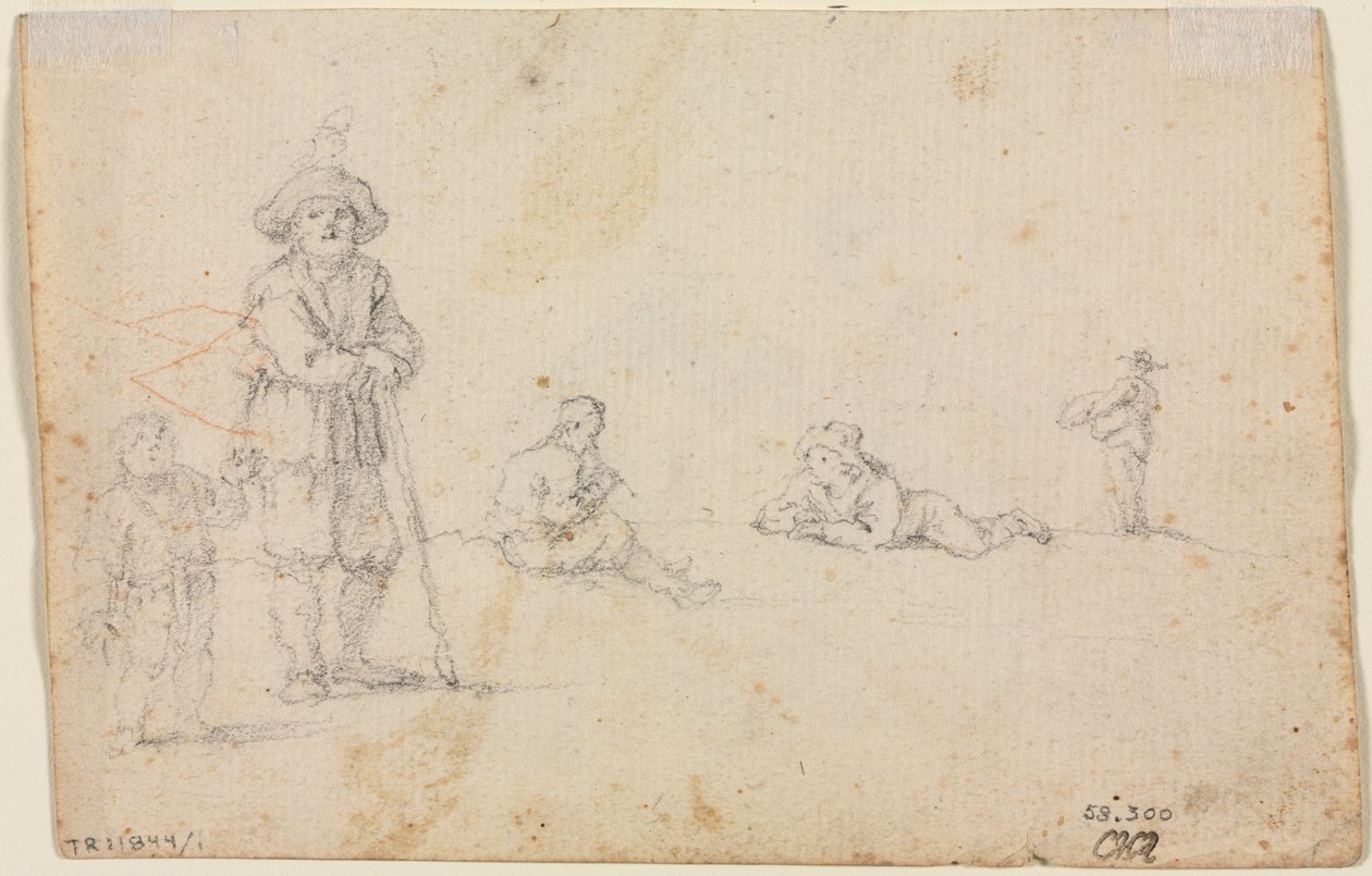 Fem figurstudier, 1600-tallet. af Unbekannt